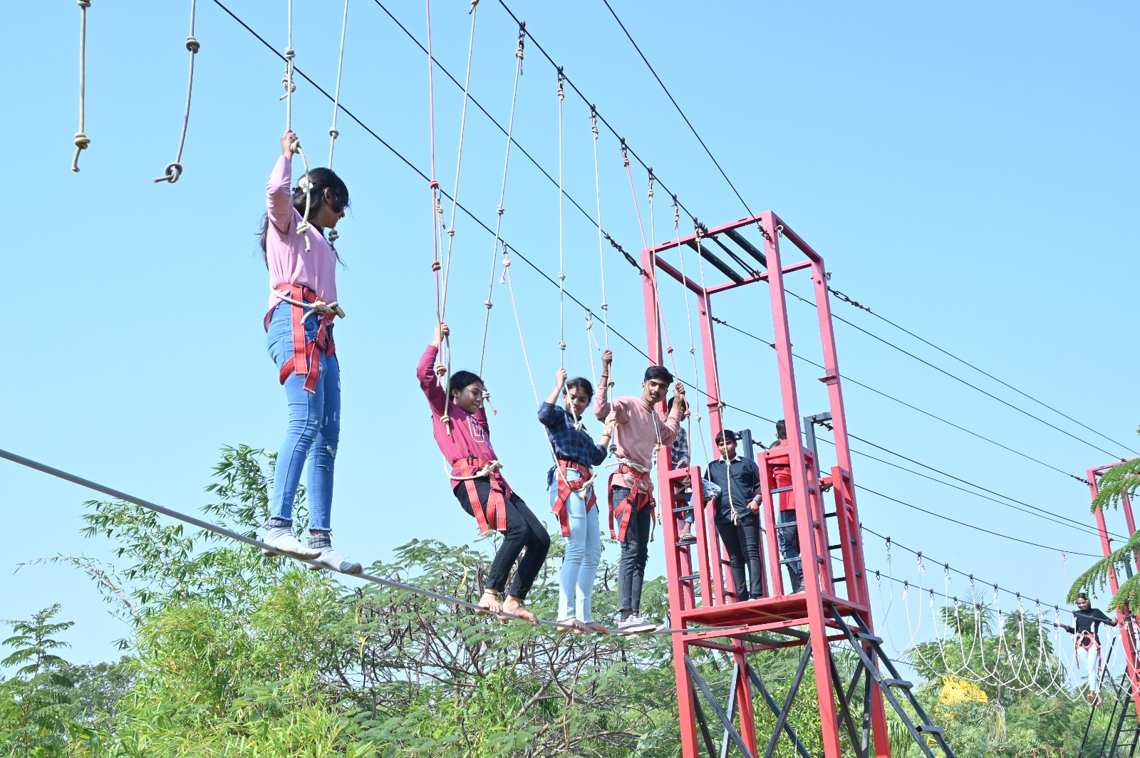 Group of children enjoying Rope activity At Camp Unity